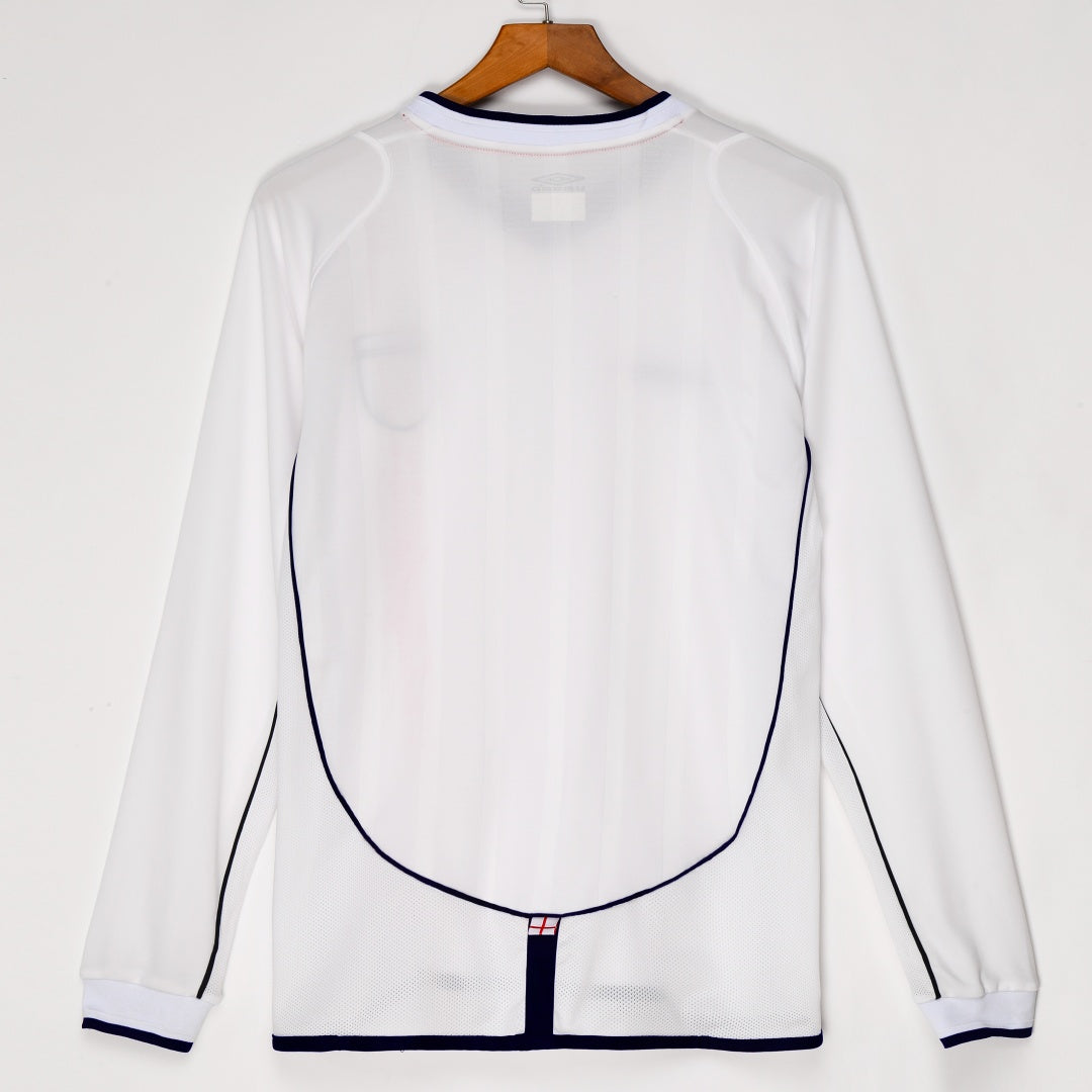 2002 England Home Retro Long Sleeve Jersey