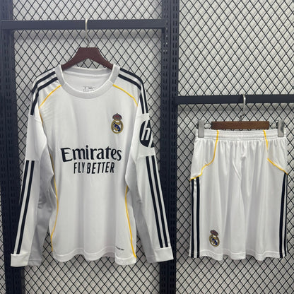 25/26 Real Madridl Home Long Sleeve Adult Full Set