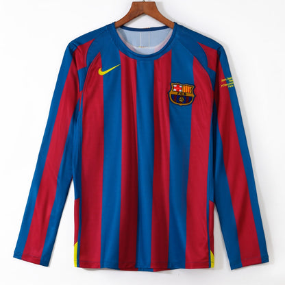 2005-2006 Barcelona Home Retro Long Sleeve Jersey