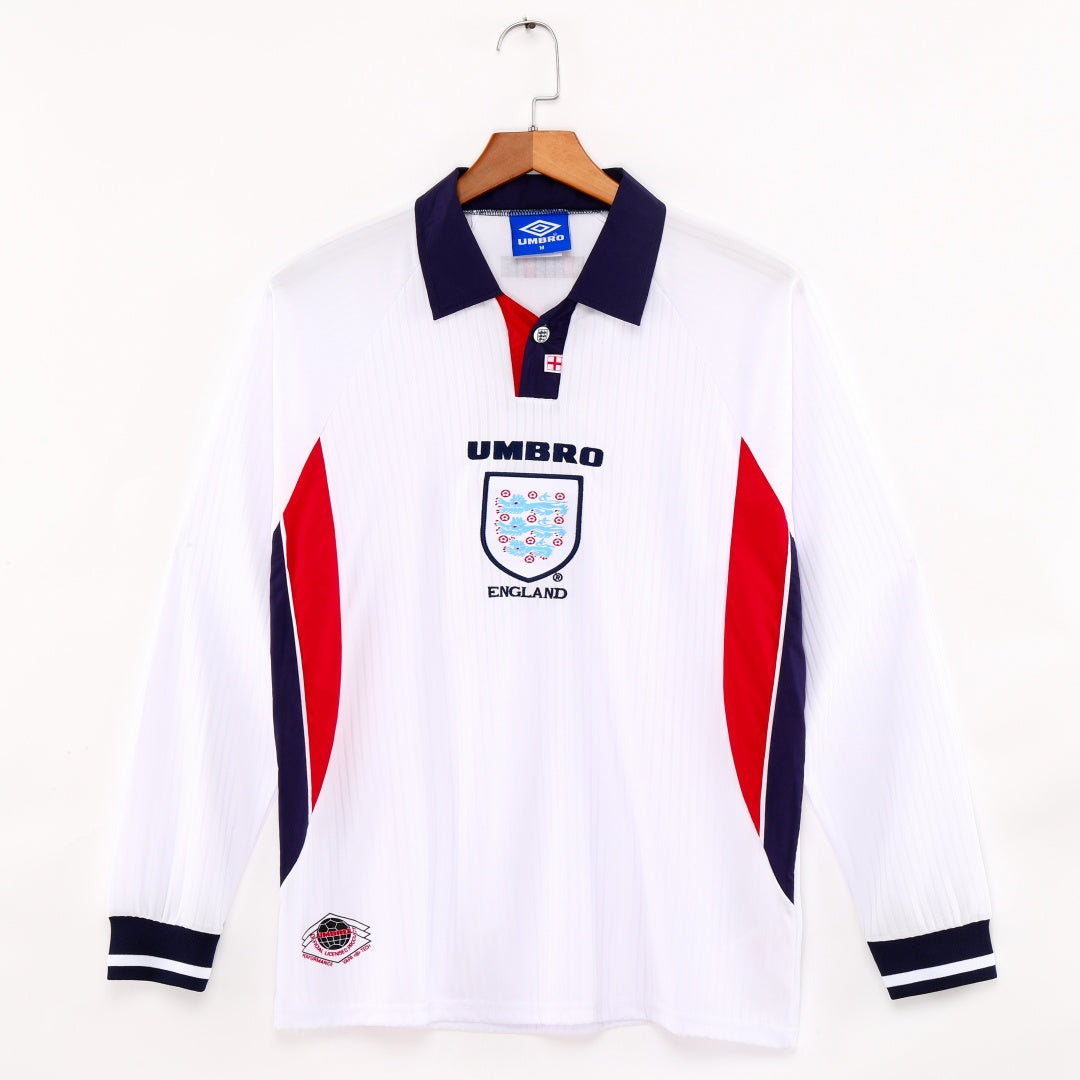 1998 England Home Retro Long Sleeve Jersey
