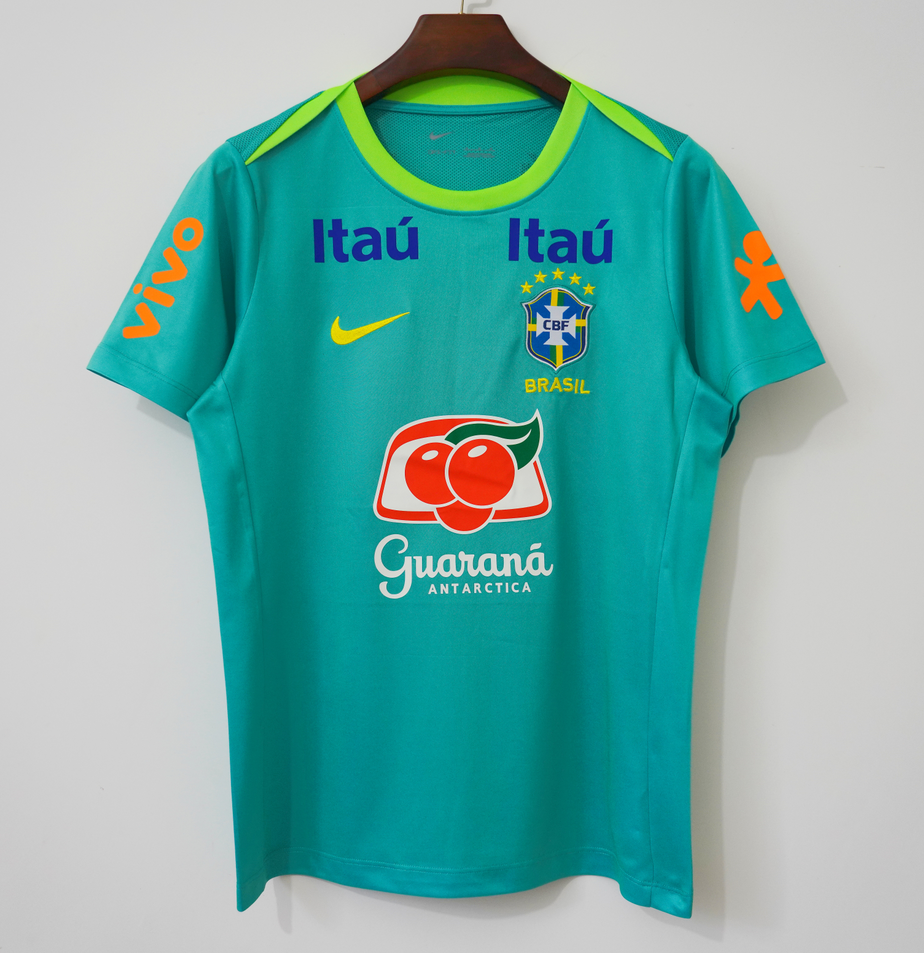 2004 Brazil Training Green Retro Jersey