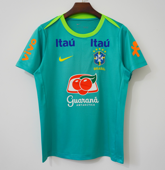 2004 Brazil Training Green Retro Jersey