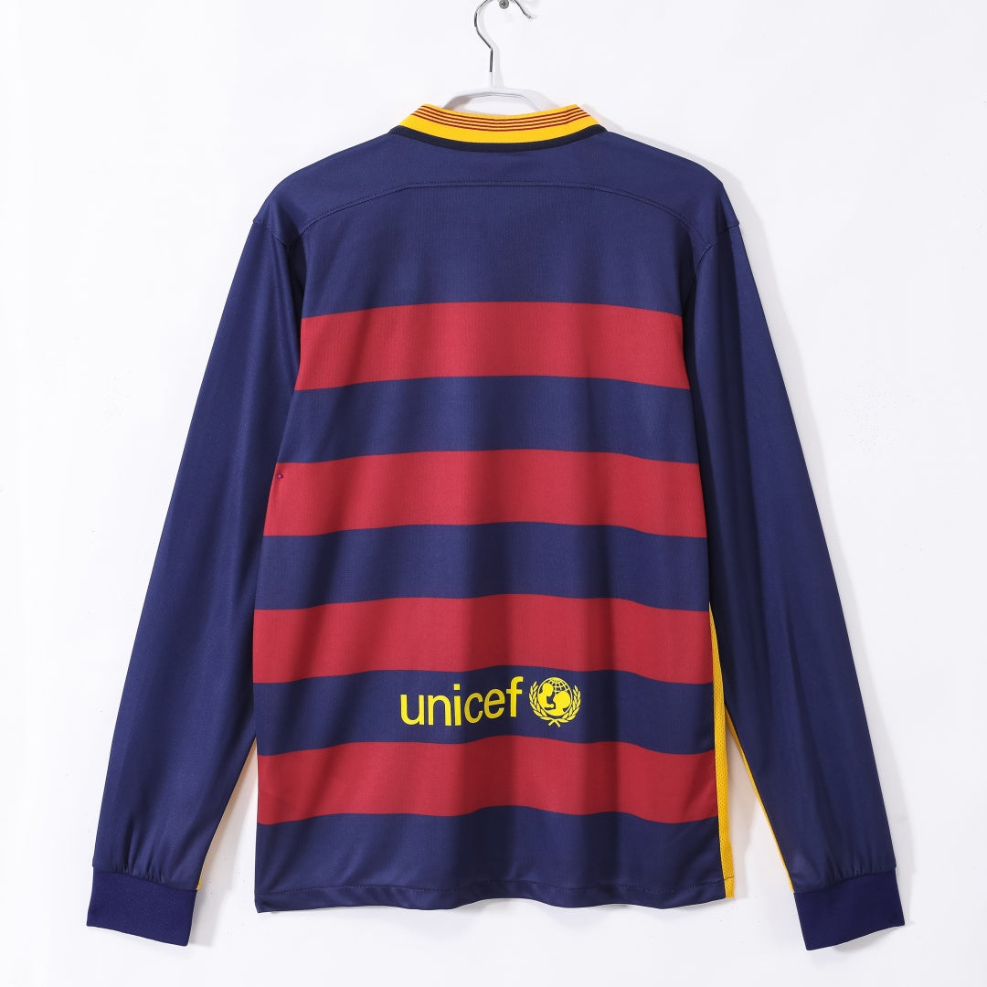 2015-2016 Barcelona Home Retro Long Sleeve Jersey