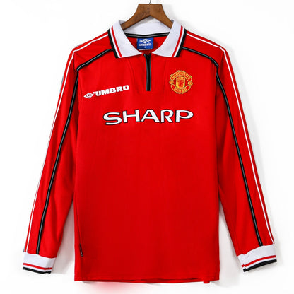 1998-1999 Manchester United Home Retro Long Sleeve Jersey